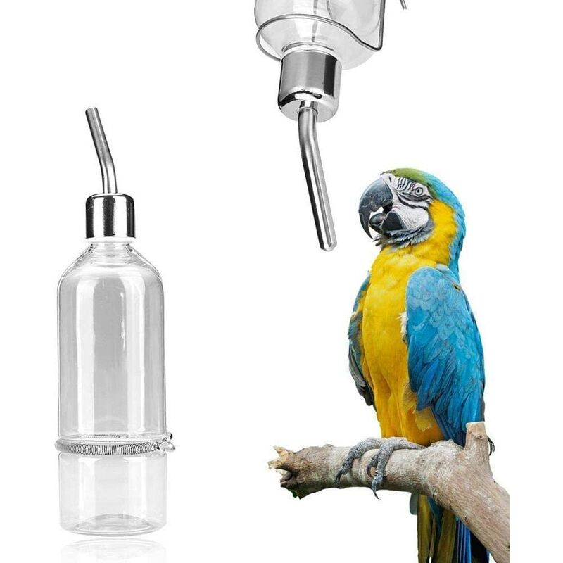 Papageientränke, Nippel, Nippel, hängende Wasserflasche ohne Tropfspender für Haustiere mit Nippel(n)