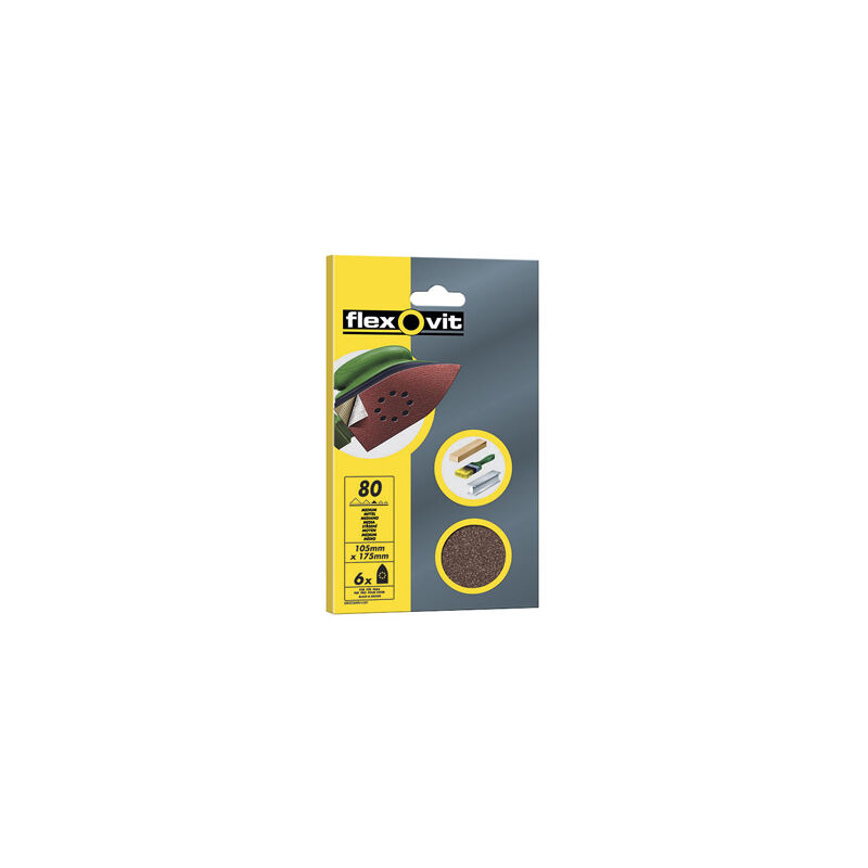 

Papel abrasivo Velgrip triangular 6uds 105x175 120 8 agujeros - Flexovit