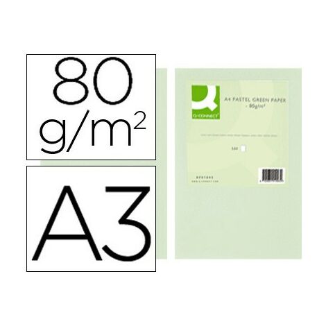 Qconnect Papel Color din a3 80 gr verde paquete de 500