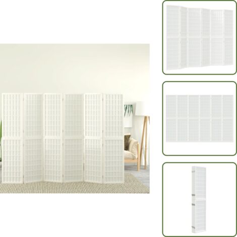 Papel de arroz shoji - vidaXL Biombo plegable con 6 paneles estilo japonés blanco 240x170 cm - Privacidad