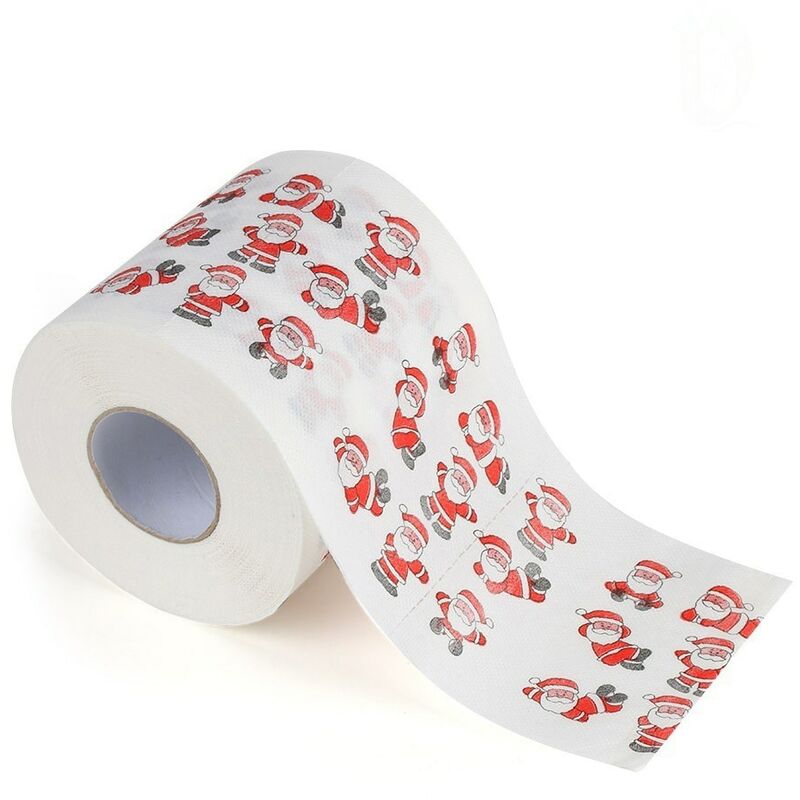 

Papel de baño con estampado navideño Hogar Papá Noel Baño Rollos de papel higiénico Suministros de papel Decoración navideña Tissue 170 Hojas de