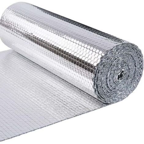 Papel de burbujas de doble cara de aluminio aislante térmico de 3 mm, resistente, ideal para ventanas, coches y radiadores, 0,6 x 10 m.