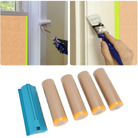 Papel de enmascarar autoadhesivo, 4 rollos con dispensador, 45,7 cm x 24,4 m – Papel kraft para bordes de carrocerías de automóviles  Longitud total 97,5 m