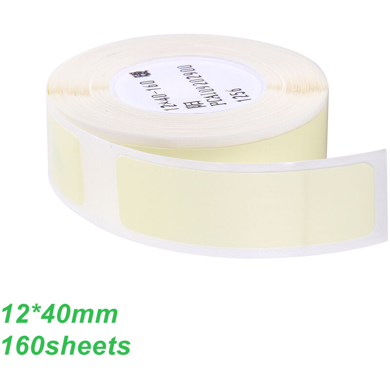 

Papel de etiquetas de impresion termica etiquetas en blanco, resistente al agua resistente al desgarro,Blanco calido, 12x40 mm, 160 piezas / rollo