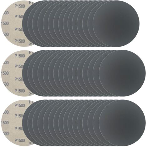 Papel de lija flocado de carburo de silicio de 15 cm (6 pulgadas), para uso en seco y húmedo, para pulido fino, paquete de 50 discos, grano 1500.