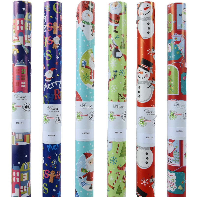 Papel de regalo navideño 6 piezas 200 x 70 x 0.01 cm