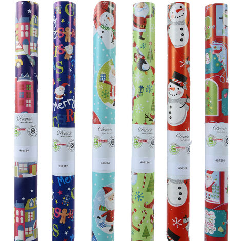 Papel de regalo navideño 6 piezas 200 x 70 x 0.01 cm