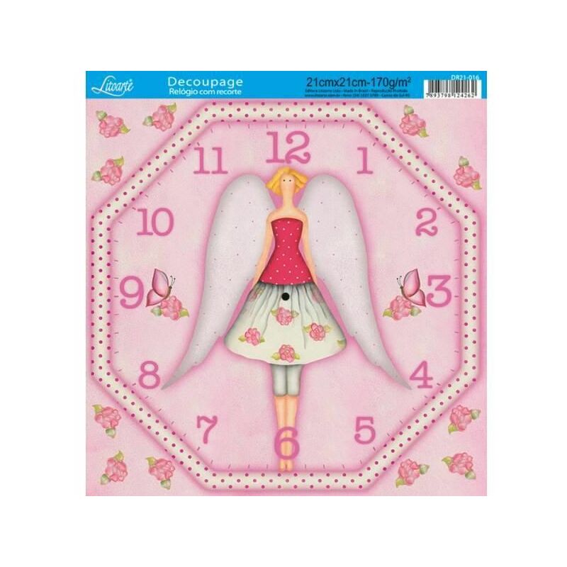 

Papel decoupage reloj mujer rosas