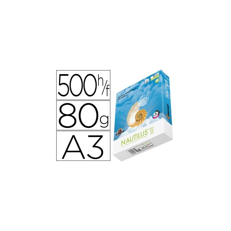 

Papel fotocopiadora nautilus superwhite 100% reciclado din a3 80 gramos paquete de 500 hojas