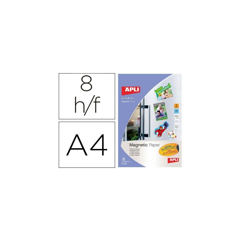 

Papel magnetico apli blanco din a4 para impresoras inkjet paquete de 8 hojas