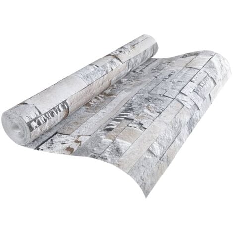 Papel pintado 3D no tejido aspecto piedra gris marrón 10x0,53 m vidaXL
