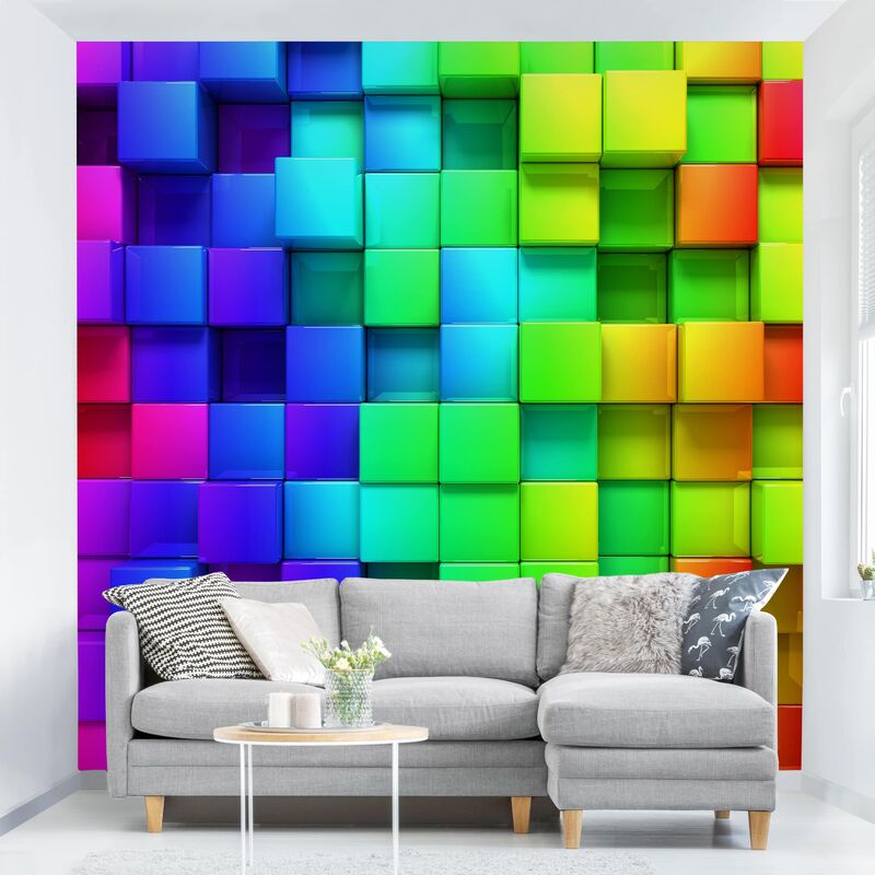 

Papel pintado adhesivo - 3D Cubes - Mural cuadrado Dimensión LxA: 240cm x 240cm