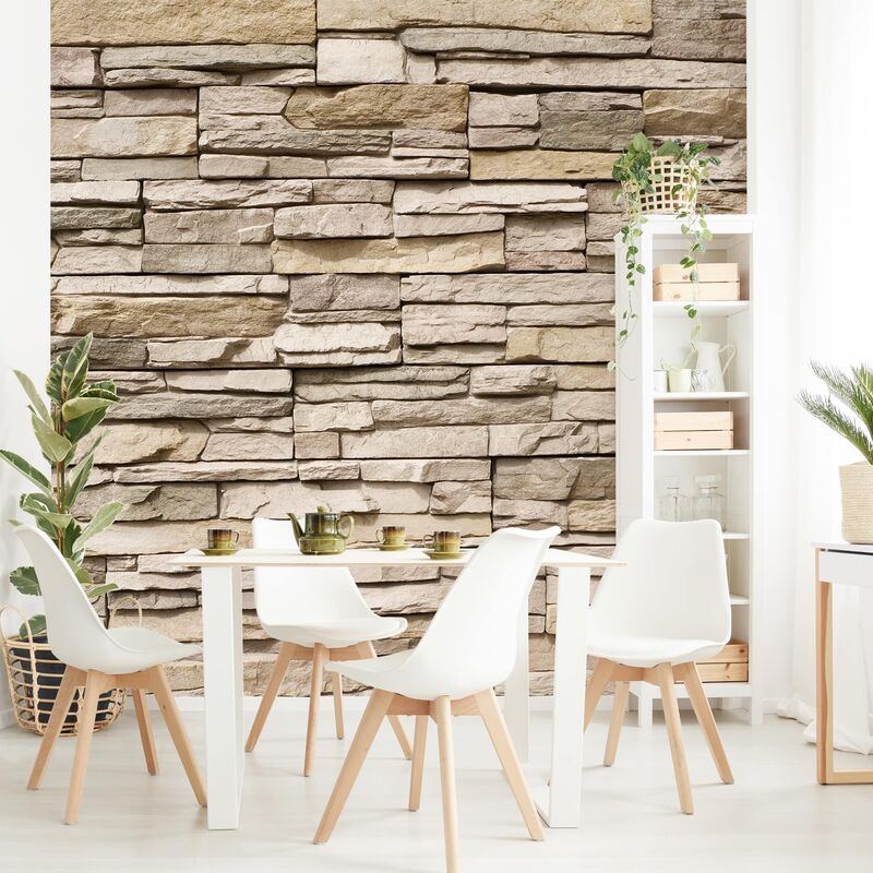 

Papel pintado adhesivo - Asian Stonewall - Stone Wall From Big Bright Stones - Mural cuadrado Dimensión LxA: 336cm x 336cm