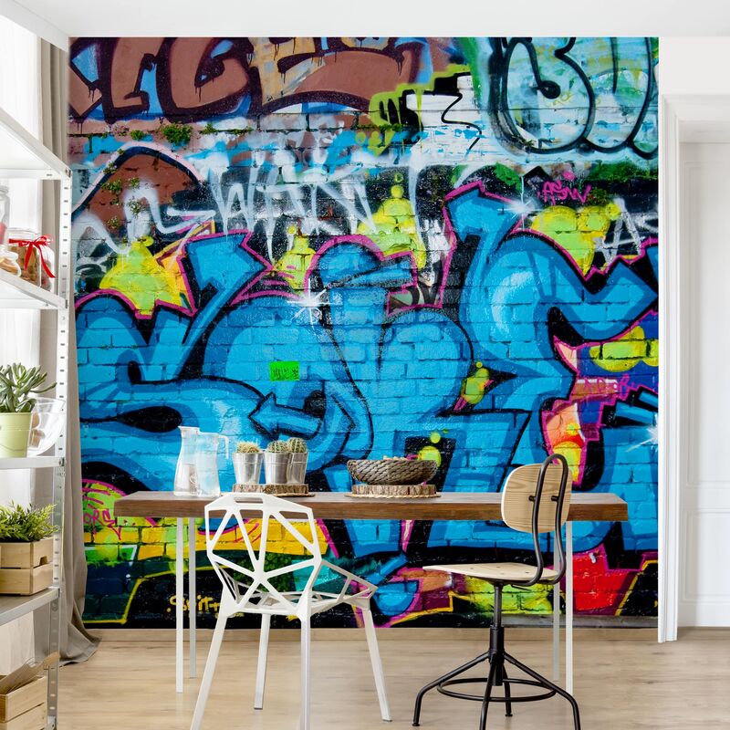

Papel pintado adhesivo - Colors Of Graffiti - Mural cuadrado Dimensión LxA: 288cm x 288cm