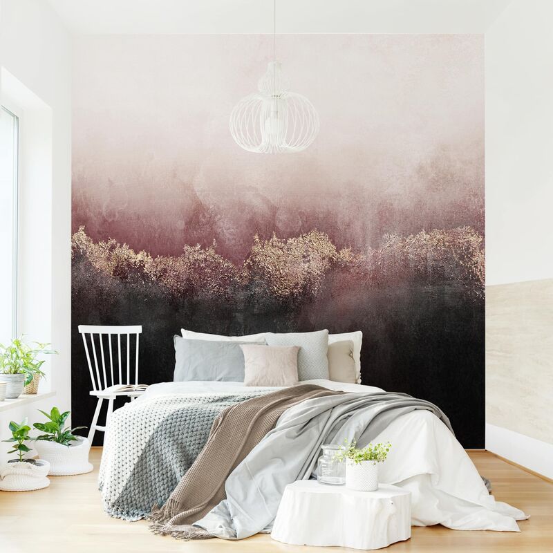 

Papel pintado adhesivo - Golden Dawn Pink - Mural cuadrado Dimensión LxA: 288cm x 288cm