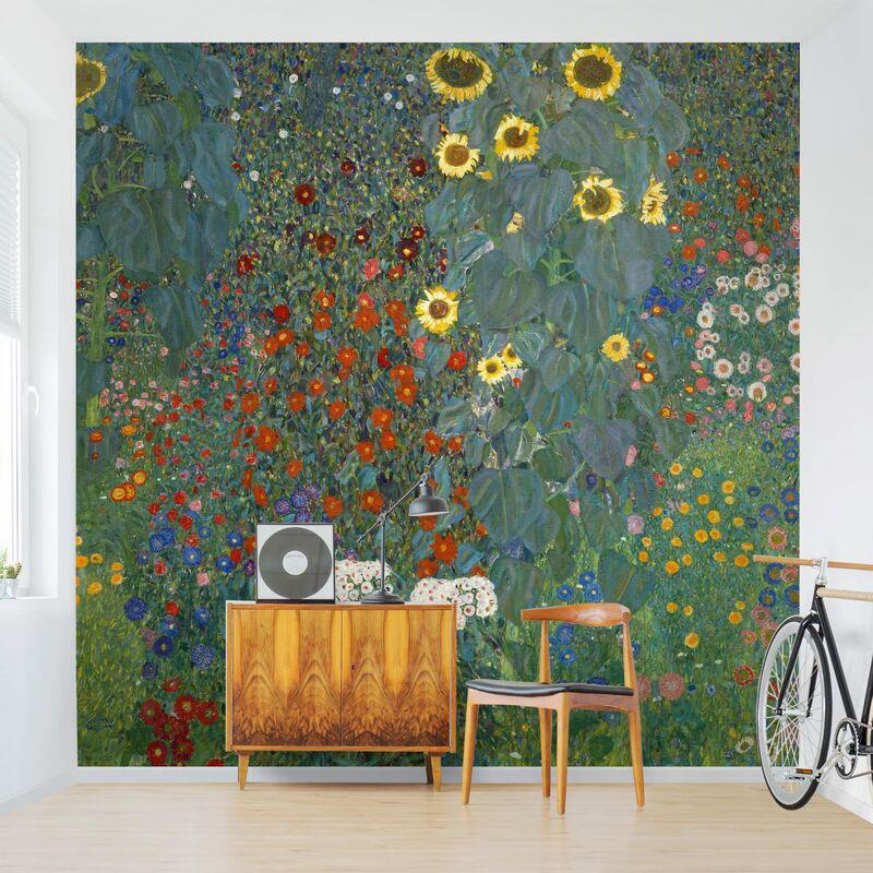 

Papel pintado adhesivo - Gustav Klimt - Garden Sunflowers - Mural cuadrado Dimensión LxA: 240cm x 240cm