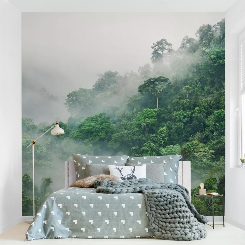 

Papel pintado adhesivo - Jungle In The Fog - Mural cuadrado Dimensión LxA: 336cm x 336cm