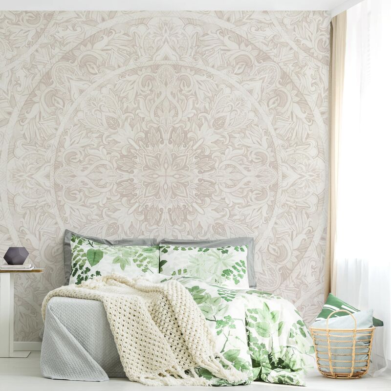 

Papel pintado adhesivo - Mandala Watercolor Ornament Beige - Mural cuadrado Dimensión LxA: 240cm x 240cm
