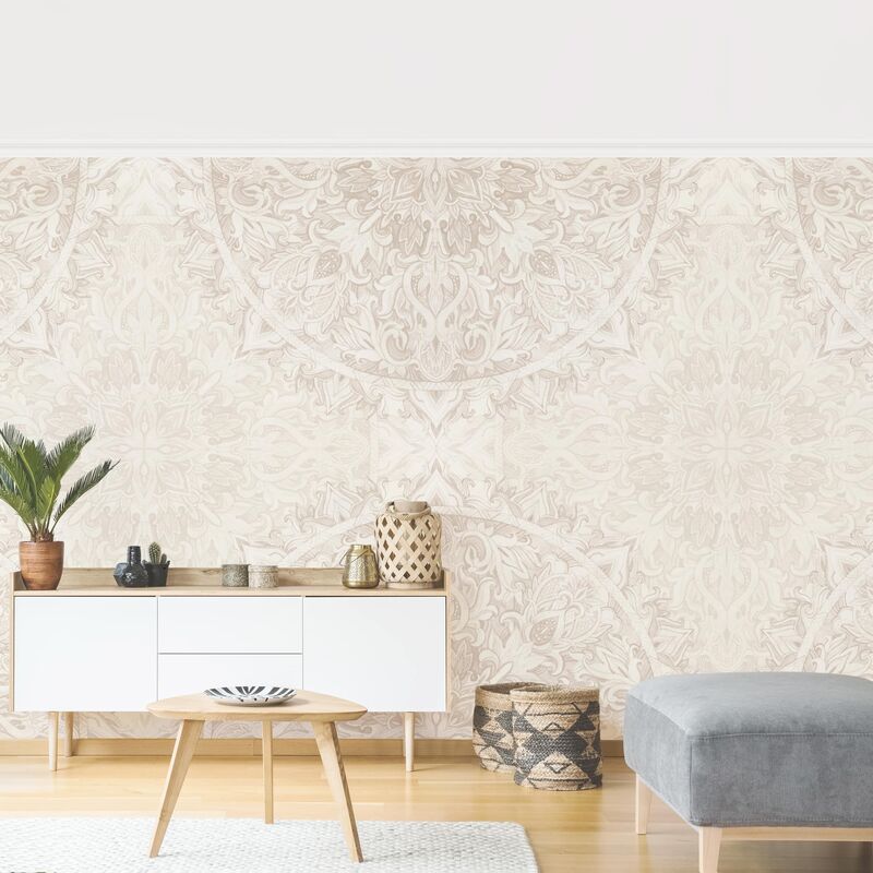 

Papel pintado adhesivo - Mandala Watercolor Ornament Pattern Beige - Mural apaisado Dimensión LxA: 190cm x 288cm