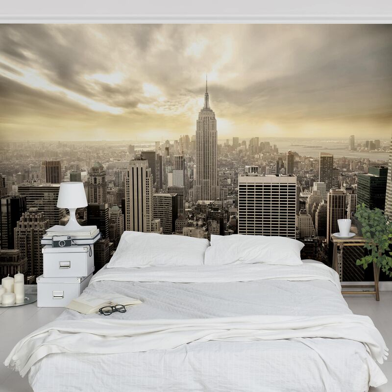 

Papel pintado adhesivo - Manhattan Dawn - Mural apaisado Dimensión LxA: 255cm x 384cm
