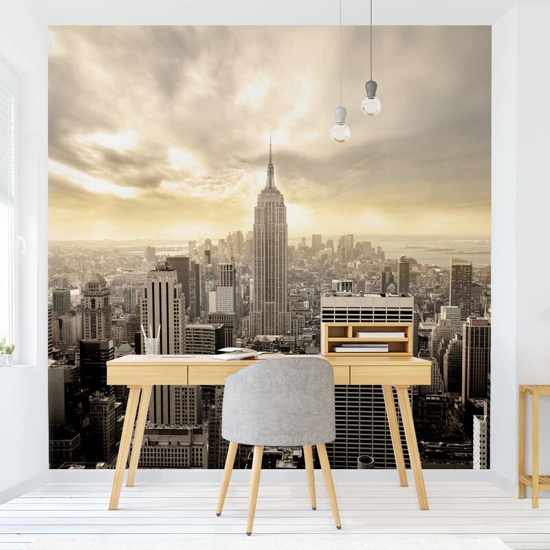 

Papel pintado adhesivo - Manhattan Dawn - Mural cuadrado Dimensión LxA: 192cm x 192cm