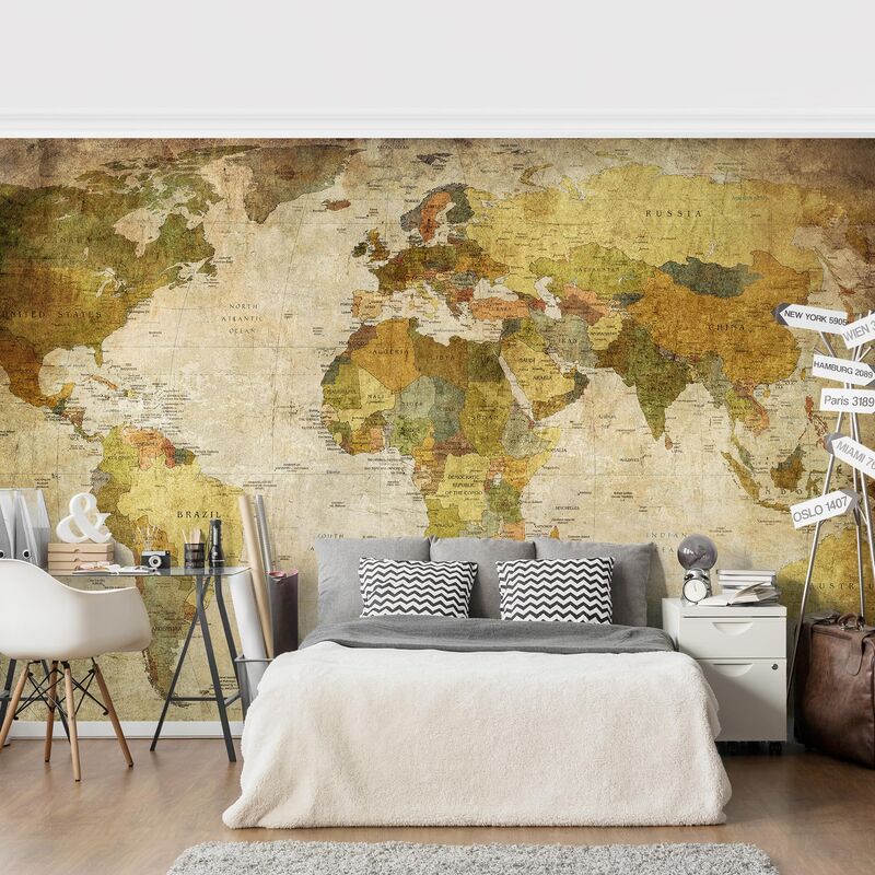 

Papel pintado adhesivo - Map Of The World - Mural apaisado Dimensión LxA: 255cm x 384cm