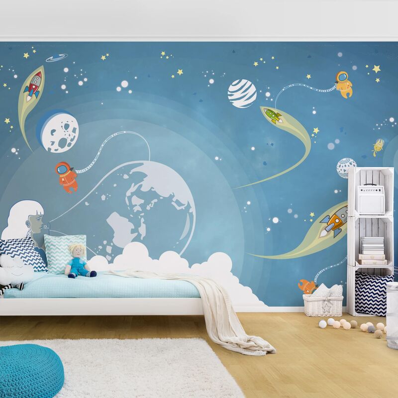 

Papel pintado adhesivo - No.Mw16 Colorful Space Bustle - Mural apaisado Dimensión LxA: 255cm x 384cm