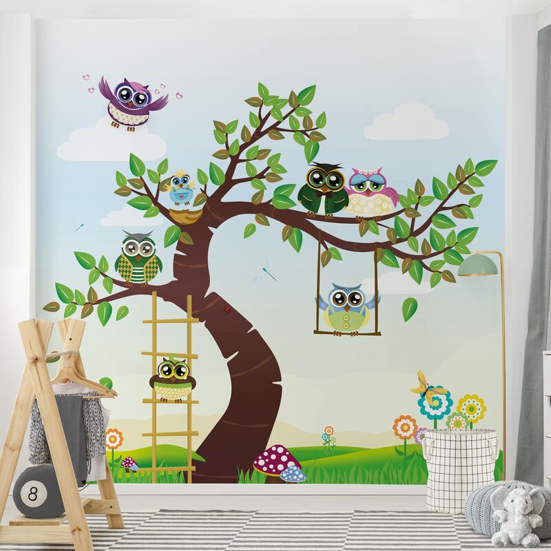 

Papel pintado adhesivo - No.YK23 Funny Owl Tree - Mural cuadrado Dimensión LxA: 240cm x 240cm