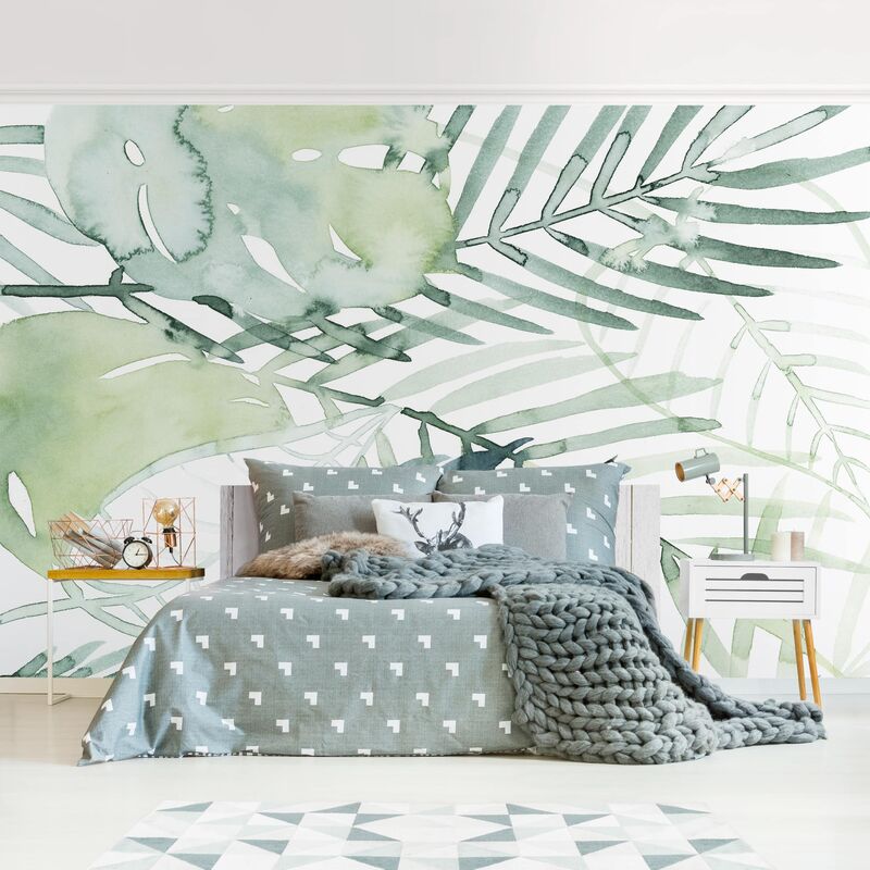 

Papel pintado adhesivo - Palm Pieces I - Mural apaisado Dimensión LxA: 255cm x 384cm