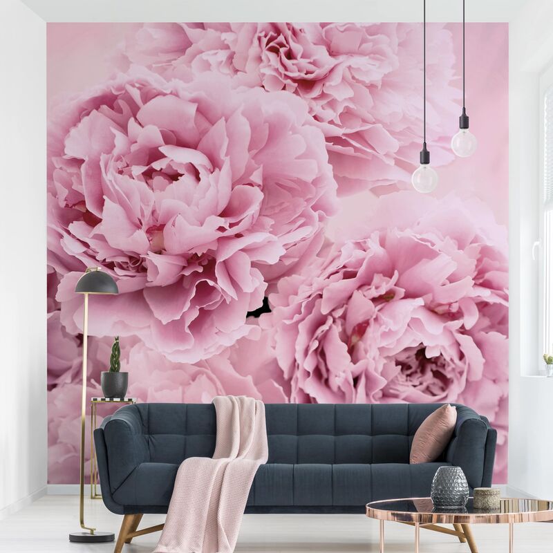 

Papel pintado adhesivo - Pink Peonies - Mural cuadrado Dimensión LxA: 288cm x 288cm
