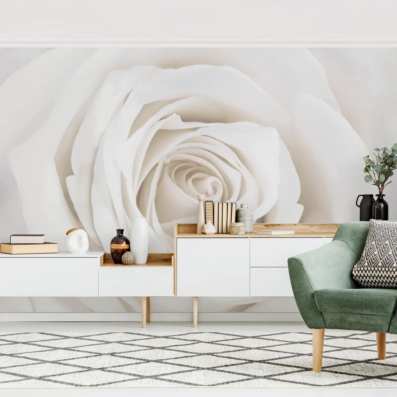 

Papel pintado adhesivo - Pretty White Rose - Mural apaisado Dimensión LxA: 320cm x 480cm
