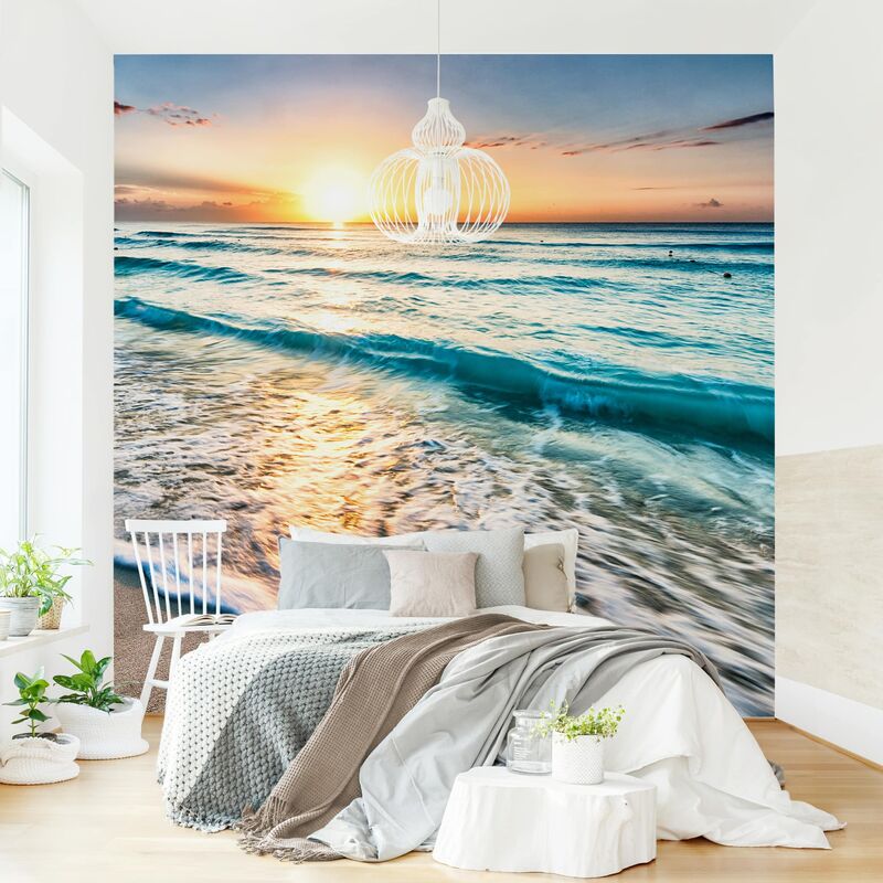 

Papel pintado adhesivo - Sunset At The Beach - Mural cuadrado Dimensión LxA: 336cm x 336cm