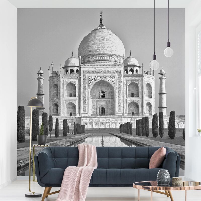 

Papel pintado adhesivo - Taj Mahal With Garden - Mural cuadrado Dimensión LxA: 336cm x 336cm