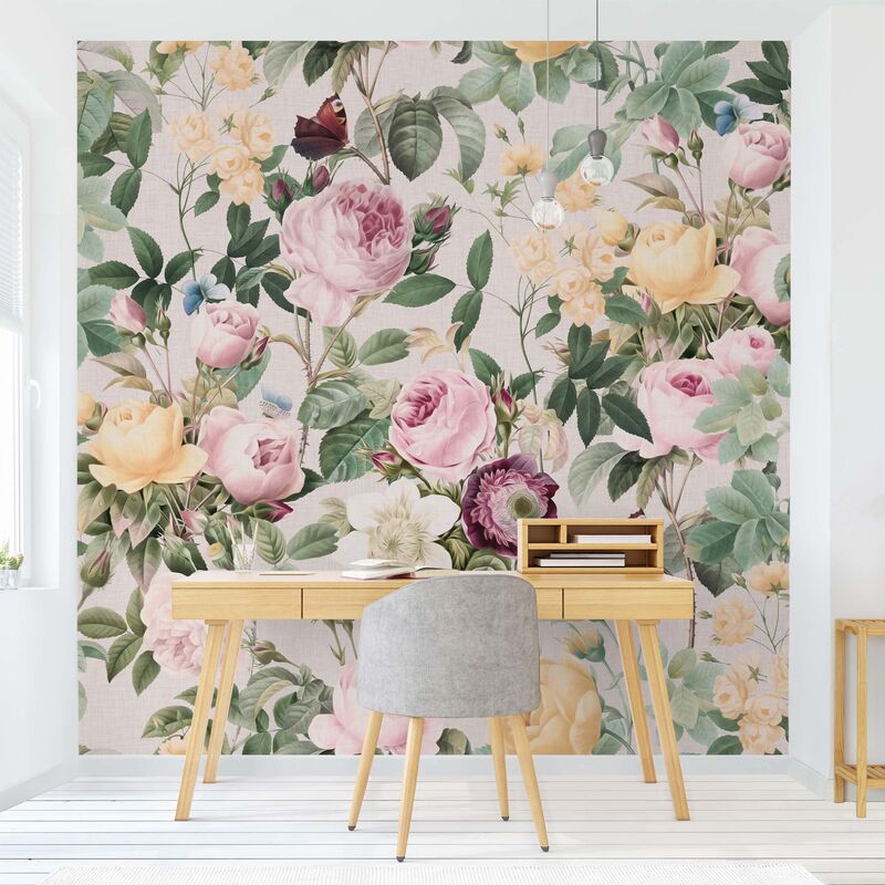 

Papel pintado adhesivo - Vintage Floral Illustration XXL - Mural cuadrado Dimensión LxA: 192cm x 192cm