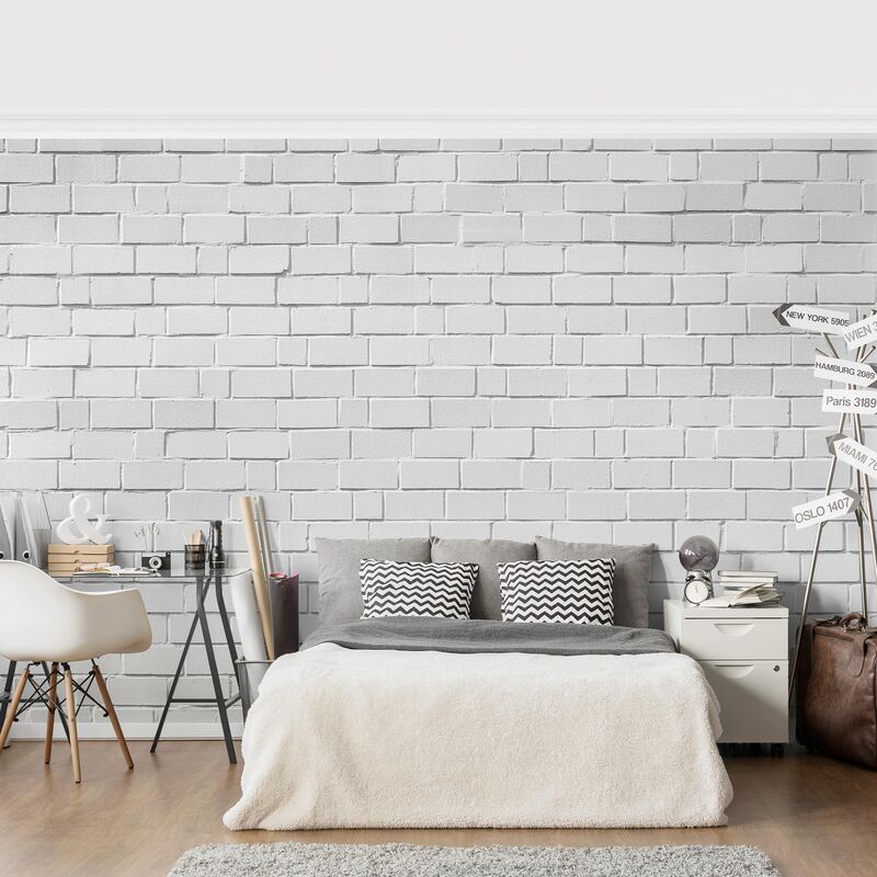 

Papel pintado adhesivo - White Stone Wall - Mural apaisado Dimensión LxA: 290cm x 432cm