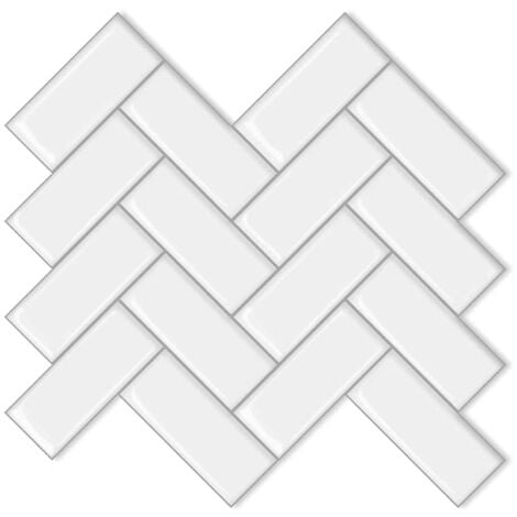 Papel pintado autoadhesivo para azulejos, color blanco, 30 x 30 cm, estilo mosaico, impermeable, decorativo, para baño y cocina.