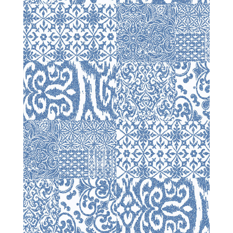 

Papel pintado barroco VD219149-DI papel pintado vinílico estampado en caliente tejido non tejido gofrado al estilo collage brillante azul blanco 5,33