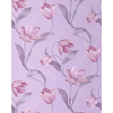 Papel Pintado Con Patron Ingles Romantico De Flores Edem 8 29 Tulipanes En Violeta Morado Rosa Lila 70 Cm Status 8 29