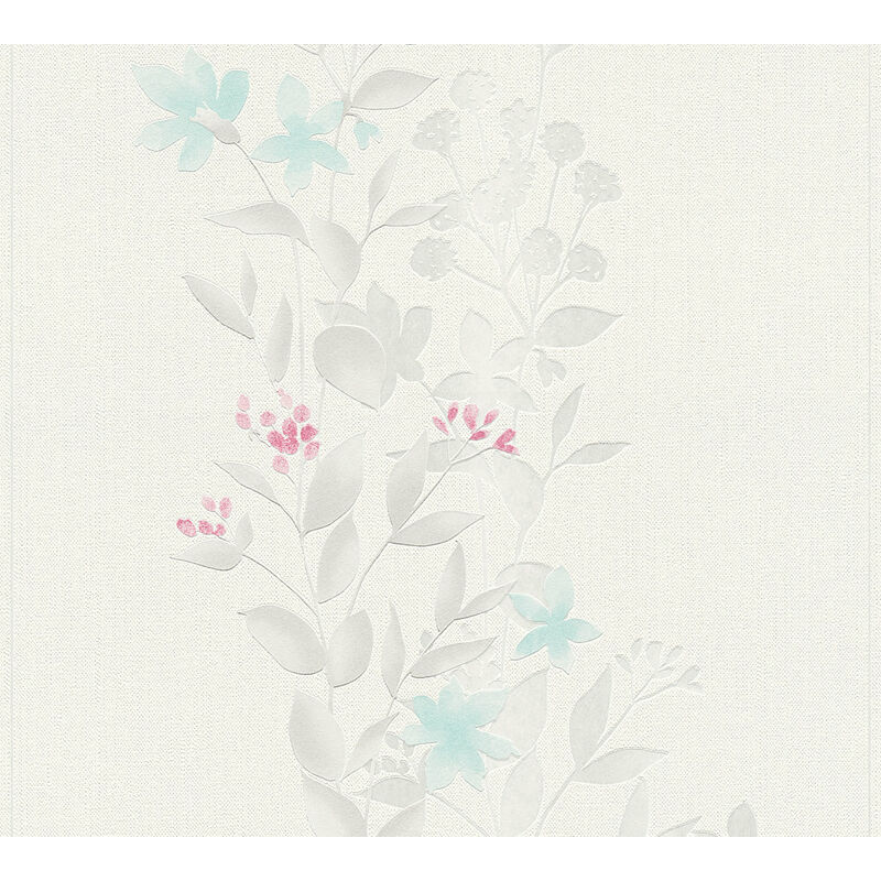 

Papel pintado floral 372662-GU papel pintado no tejido ligeramente texturado con dibujo floral mate gris azul 5,33 m2 - Profhome