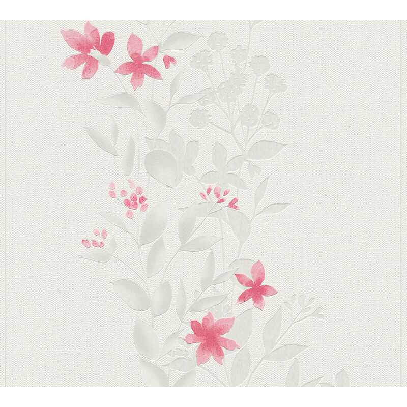 

Papel pintado floral Profhome 372664 papel pintado no tejido ligeramente texturado con dibujo floral mate gris rojo 5,33 m2