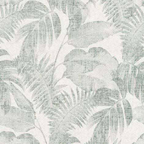 Papel pintado naturaleza Profhome 373964 papel pintado no tejido ligeramente texturado de estilo used look mate verde blanco-crema beige 5,33 m2
