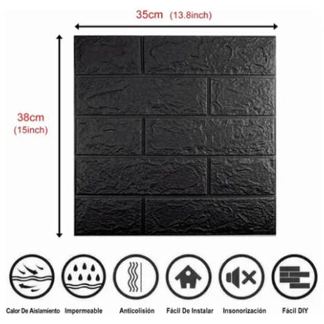 [Papel pintado para cocina] [Relieve] 10 pegatinas de pared 3D negras XPE impermeables 35x38cm