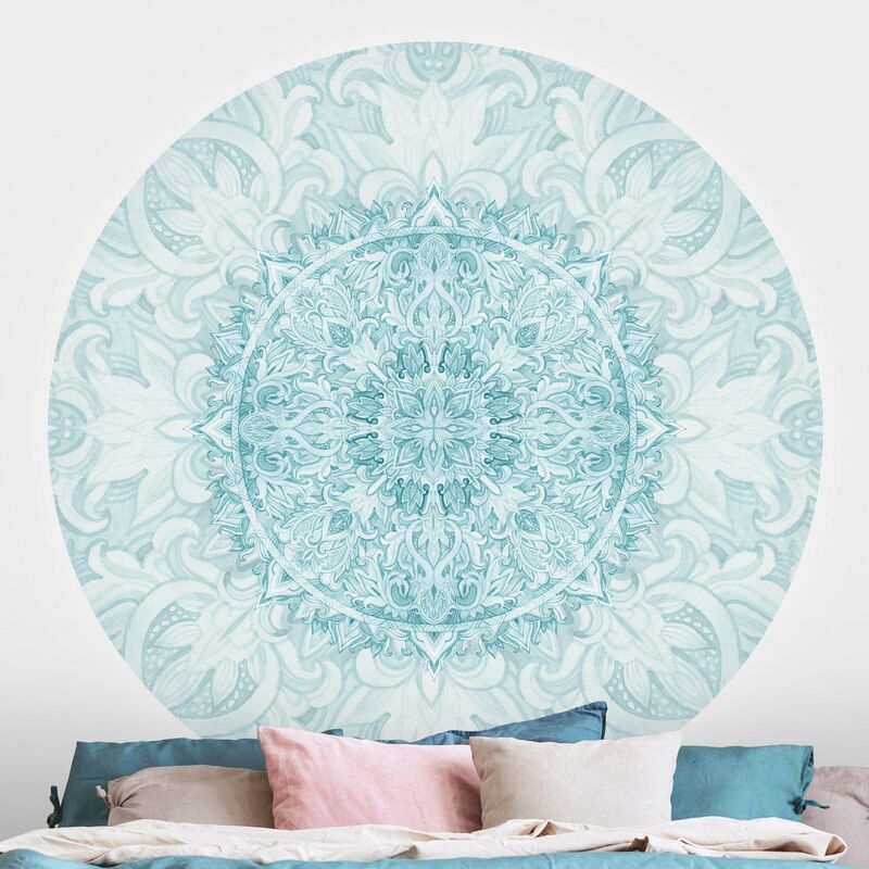 

Bilderwelten - Papel pintado redondo autoadhesivo - Mandala Watercolor Ornament Turquoise Dimensión LxA: 50cm x 50cm Material: Vellón autoadhesivo