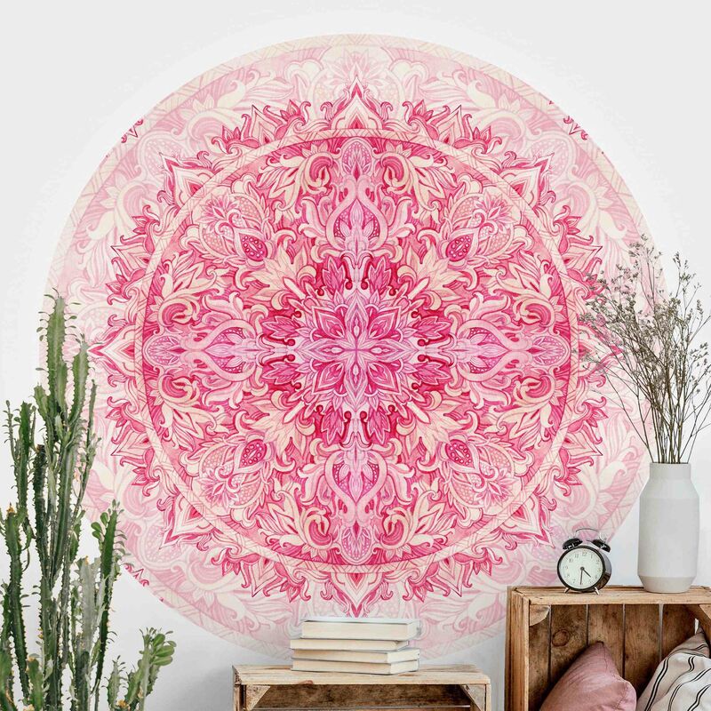 

Bilderwelten - Papel pintado redondo autoadhesivo - Mandala Watercolor Ornament Pattern Pink Dimensión LxA: 244cm x 244cm