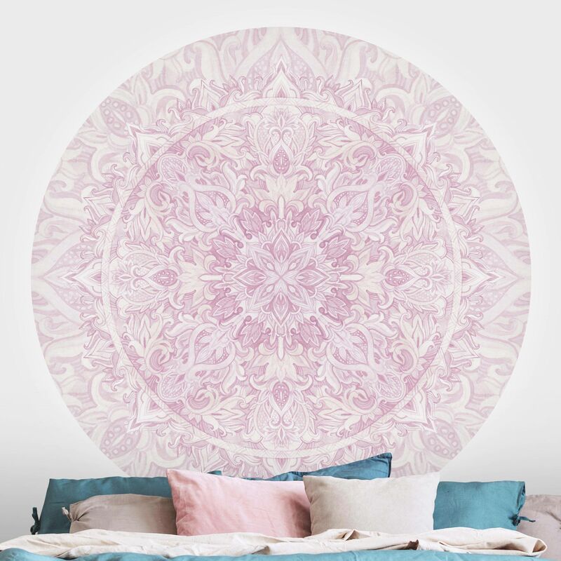 

Papel pintado redondo autoadhesivo - Mandala Watercolor Ornament Pink Dimensión LxA: 75cm x 75cm