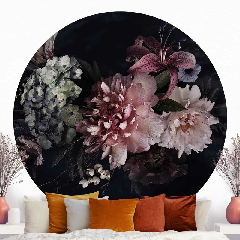 

Papel pintado redondo autoadhesivo - Floral Design In 3D Dimensión LxA: 175cm x 175cm