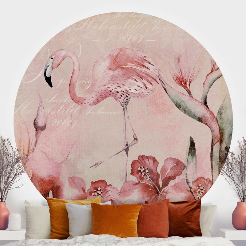 

Papel pintado redondo autoadhesivo - Shabby Chic Collage - Flamingo Dimensión LxA: 244cm x 244cm