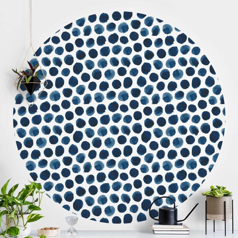 

Bilderwelten - Papel pintado redondo autoadhesivo - Large Watercolor Polkadots In Indigo Dimensión LxA: 50cm x 50cm