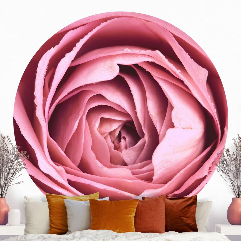 

Papel pintado redondo autoadhesivo - Roses Rosé Coral Shabby Dimensión LxA: 122cm x 122cm