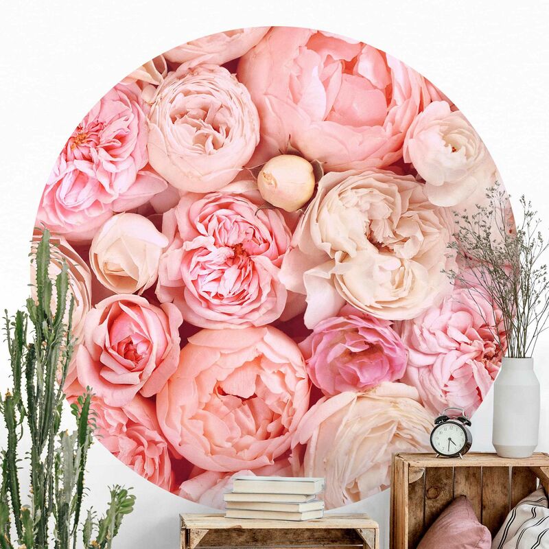 

Papel pintado redondo autoadhesivo - Roses Rosé Coral Shabby Dimensión LxA: 150cm x 150cm